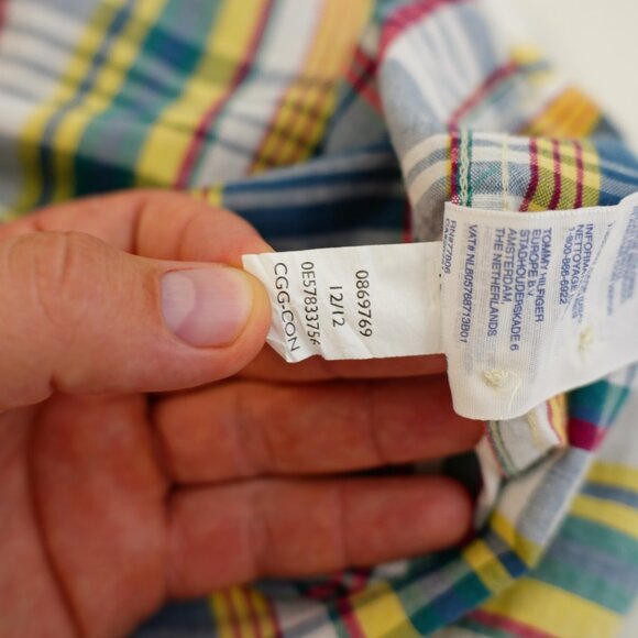 Tommy Hilfiger Plaid Short Sleeve Plaid Button Down 2XL Blue White Green Yellow - Picture 9 of 11
